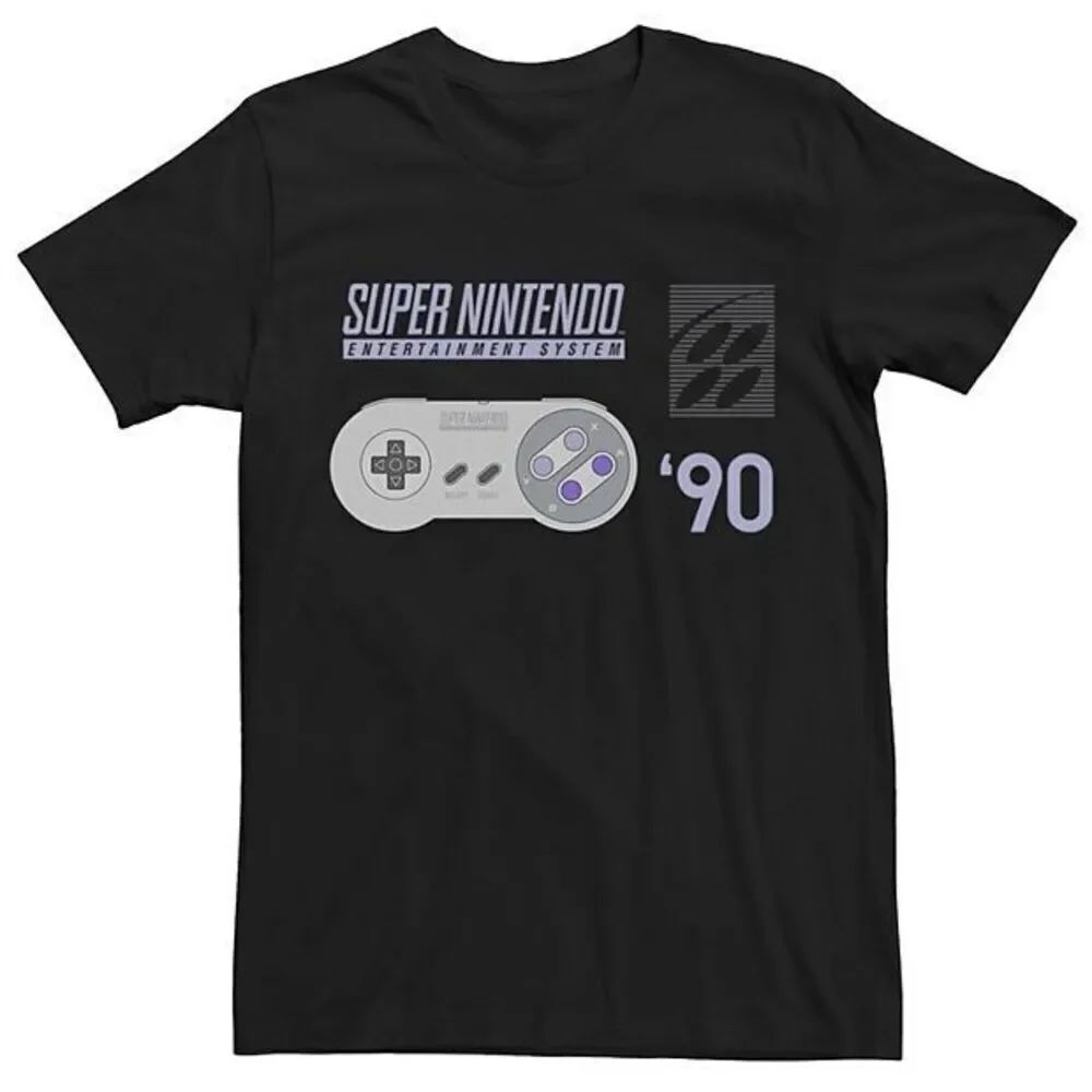 Men’s Nintendo Super Nintendo ’90 Controller Black Graphic Tee XXL